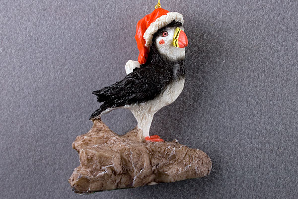 Puffin W/Santa Hat Ornament