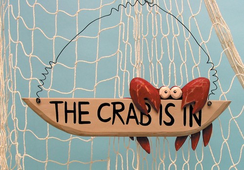 "The Crab Is In" Wood Sign