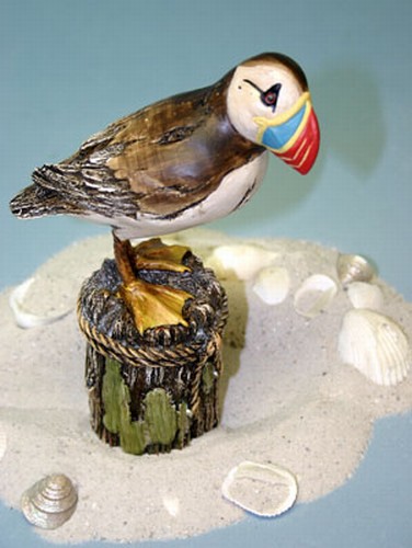Resin Wood Look Puffin Figure