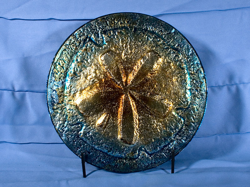 Sm.Glass Sanddollar Plate W/Stand