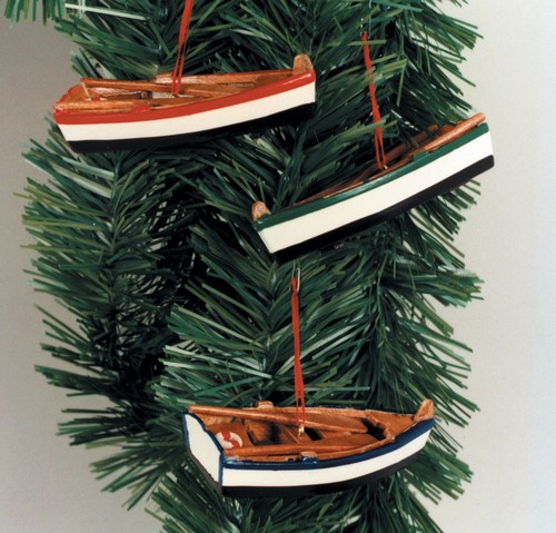 Wood Rowboat Ornaments-Asst